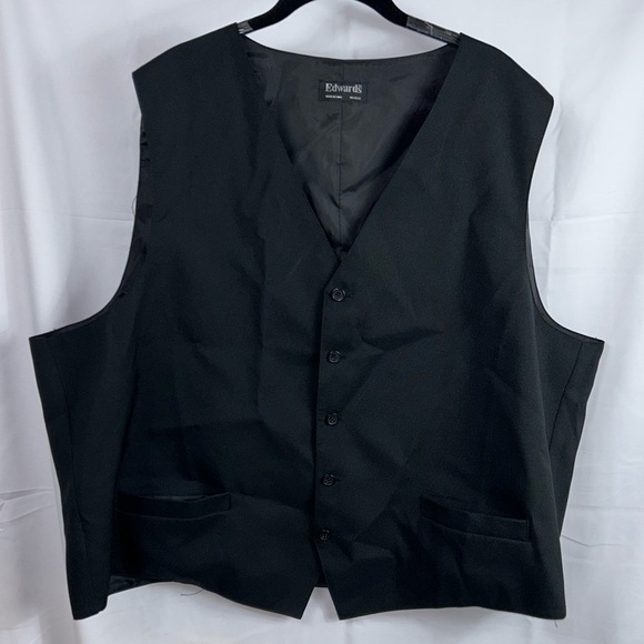 Edwards Vest Suit Signature High Button Front V neck Sleeveless Vest Top Shirt - Picture 2 of 8